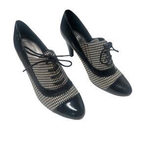 IMPO Womens Patent Tauny Houndstooth Oxford Pumps Stiletto Classic Lace Up Sz 9